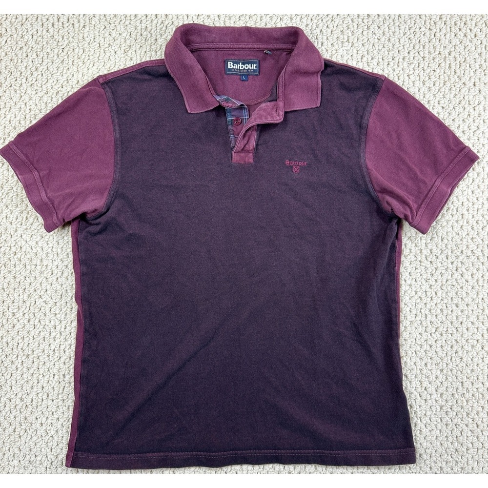 Barbour Polo Shirt Fits Mens Medium Two Tone Red Short Sleeve Slim Chest Logo